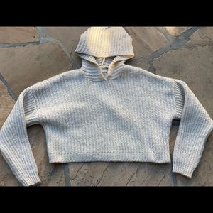 Cropped ribbed hoodie sweater urban outfitters L